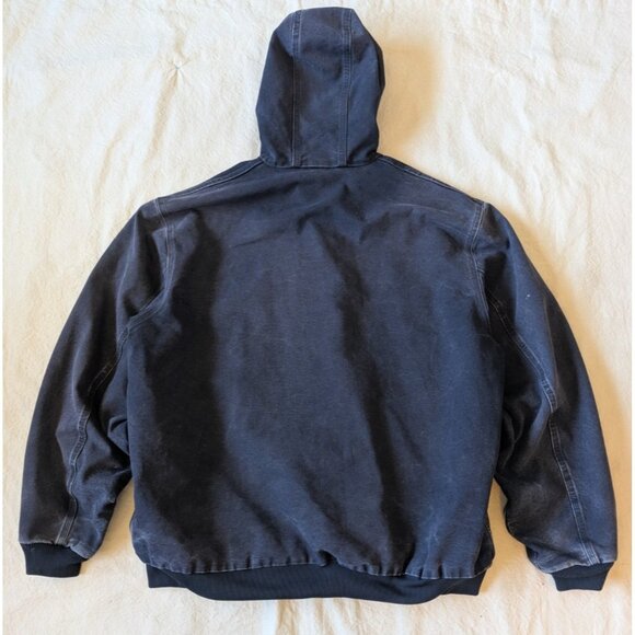 Carhartt Vintage 90s Faded Navy Hooded Thermal Lined Canvas Jacket J25MDT 2XLT - Picture 4 of 9